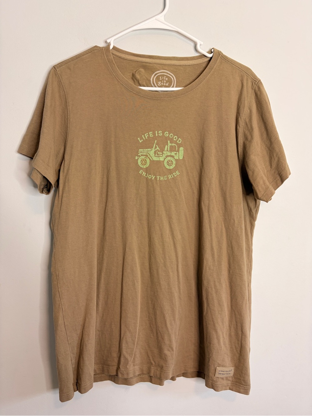 Life Is Good Tan Tee Jeep Off ROADING Graphic Womens Large